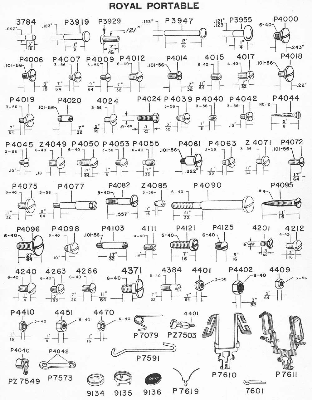 Typewriter Parts: Royal Portable | AMES Supply General Catalog #10