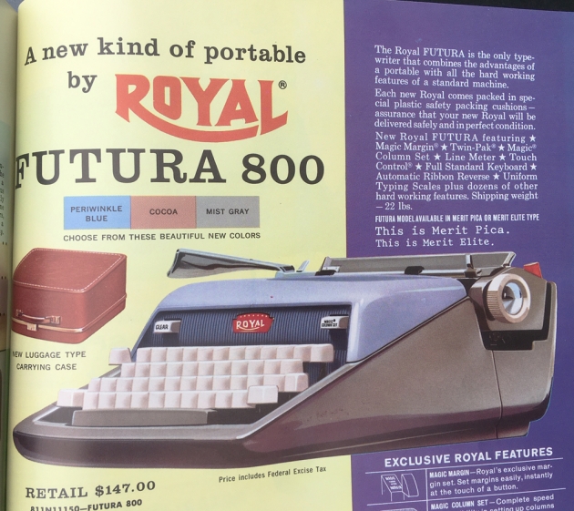 Royal "Futura 800" catalog page from "Bennett Brothers".