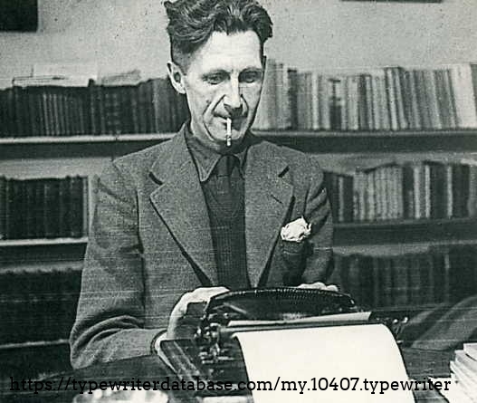 Orwell at  his typewriter