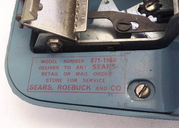 Sears "Tutor" decal of model number...