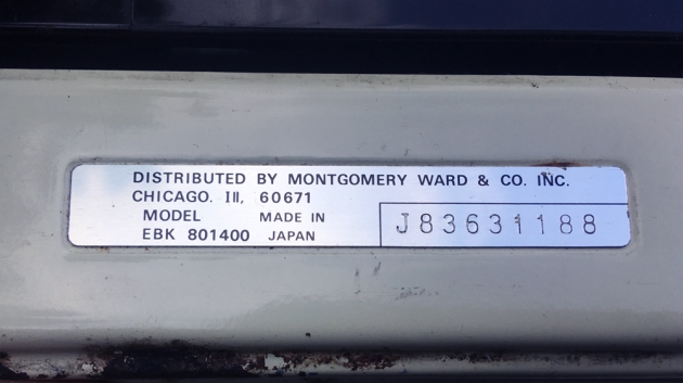 Montgomery Ward "Model 200" serial number location...