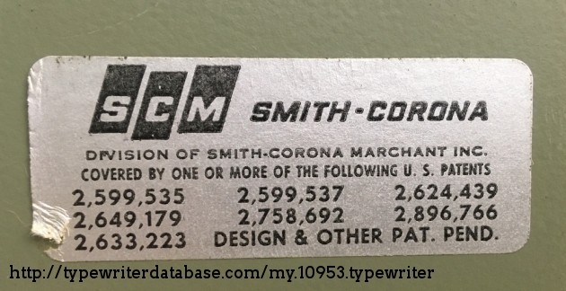 Smith-Corona "Clipper" sticker of copyright dates ...