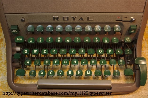 The age of metal-ringed glass keys ended for Royal when they brought out this machine. Manufacturers switched to plastic keytops both for cost savings and because it was easier on the fingers.