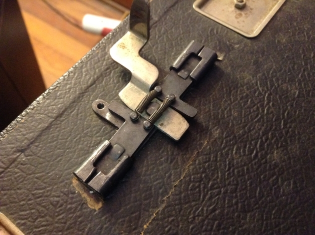 Case latches on this are super fun, here is with the typewriter not secured...