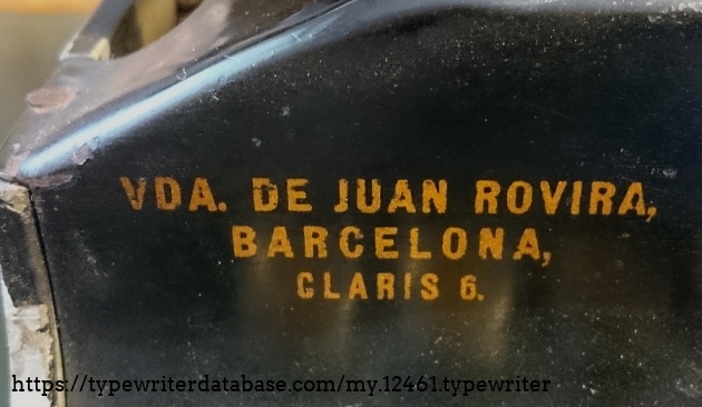 The retailer seems to be the widow of some Juan Rovira, from Barcelona