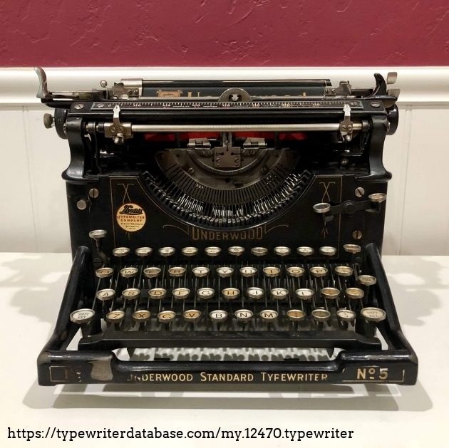 Front View. Decal indicates previous seller as Lloyd's Typewriter Company, San Jose.