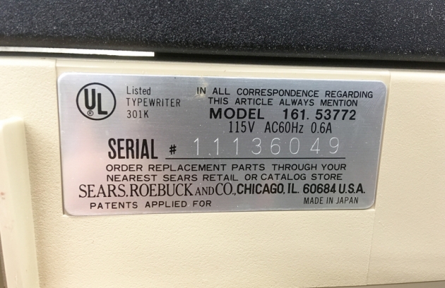 Sears "The Scholar with correction" serial number location...