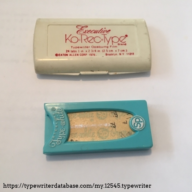These two plastic dispensers for correction tape were floating around inside the case along with the original owner's manual.