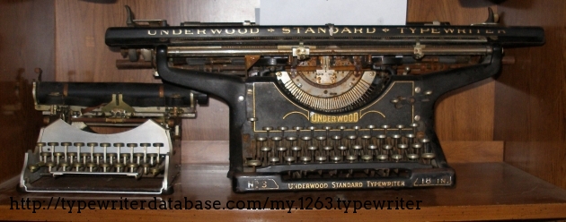 Size comparison: Standard Folding next to Underwood Standard No. 3 wide-platen. Standard Folding is a bit smaller than the Corona 3.