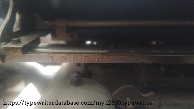 Serial number 196803 on carriage bar