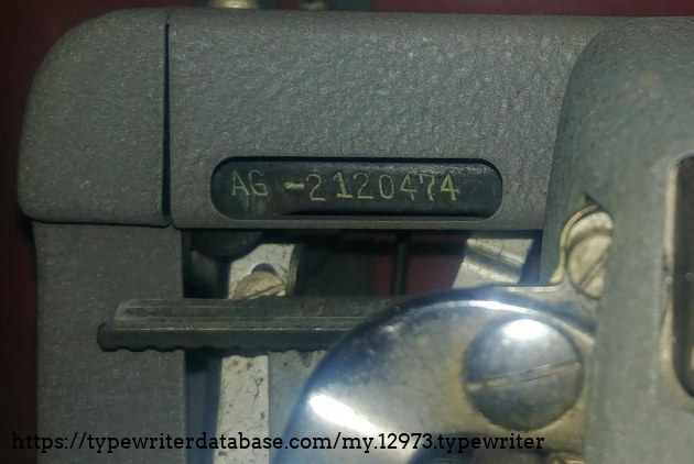 Serial  number AG-2120474