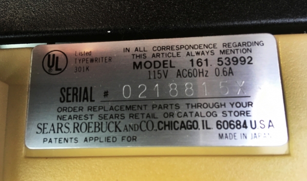 Sears "The Communicator with Correction" serial number location...