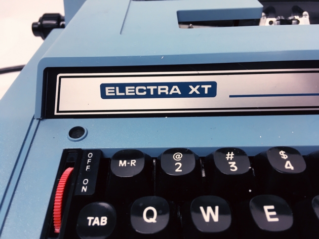 Smith-Corona "Electra XT" from the model logo left side...