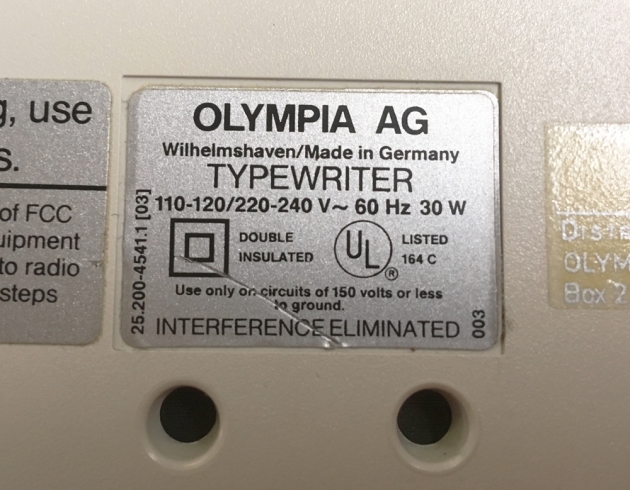 Olympia "Carrera" maker sticker on bottom...