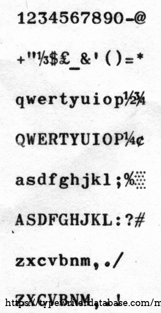 Another view of the character set -- giving an idea of keyboard layout.