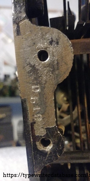 Partial serial number stamping frame  left side  near foot