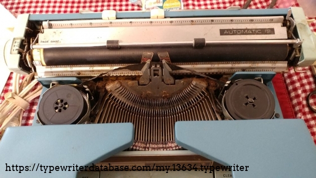 Close-up of type basket and platen.