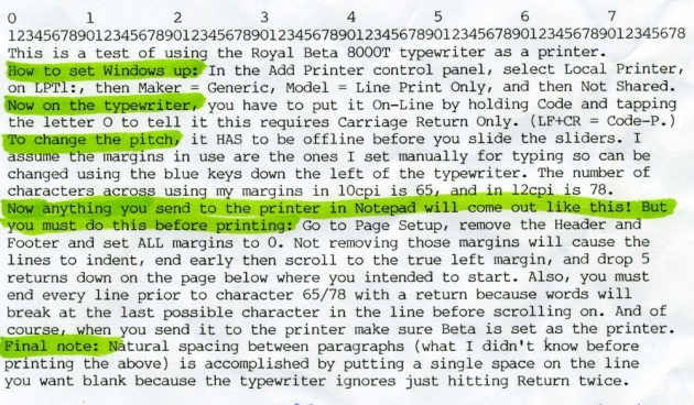 Some helpful instructions on how to use the Beta8000 as a lineprinter with Windows.