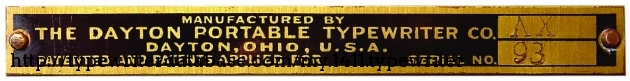 Dayton serial number plate