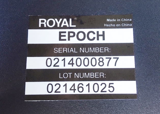 Royal "Epoch" serial number location...