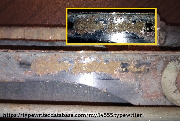 The serial number, well hidden behind rust and dirt, is on the right side, under the carriage.