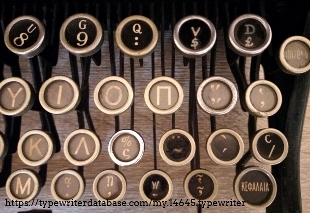A few different keytops on the keyboard. A buyer special request, maybe? The keys V, D and W look handwritten.