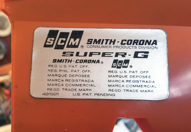 Smith Corona "Super G" from the sticker under the ribbon cover...