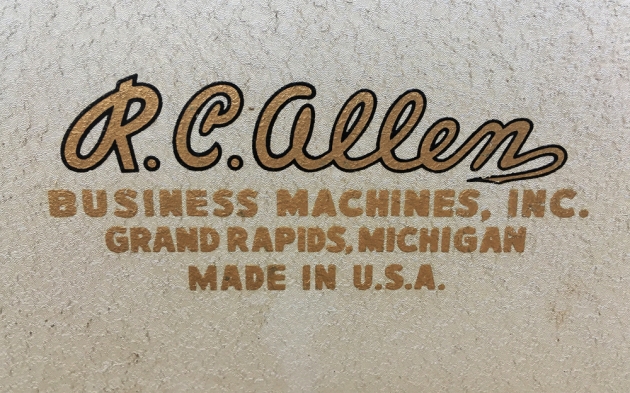 R.C. Allen "VisOmatic A" maker logo on the back...