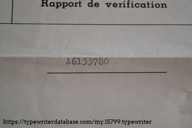 Serial (verification report form from the original purchase because of the plate missing on the back) - 1966 Webster Portable #A6133780