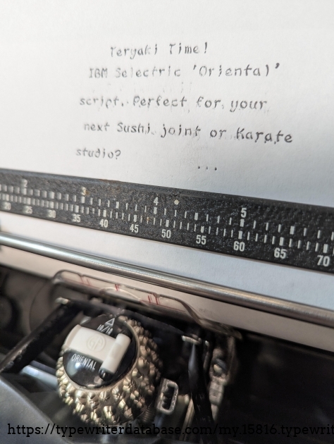 Forgive the dry ribbon. Oriental element type test.