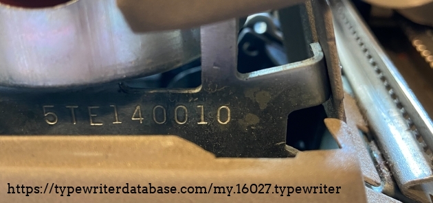 Serial number, which is under the right hand ribbon spool.