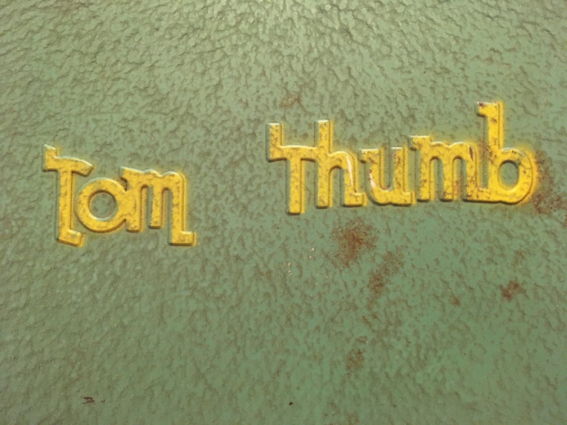 Western Stamping Co "Tom Thumb" from the case (logo detail).