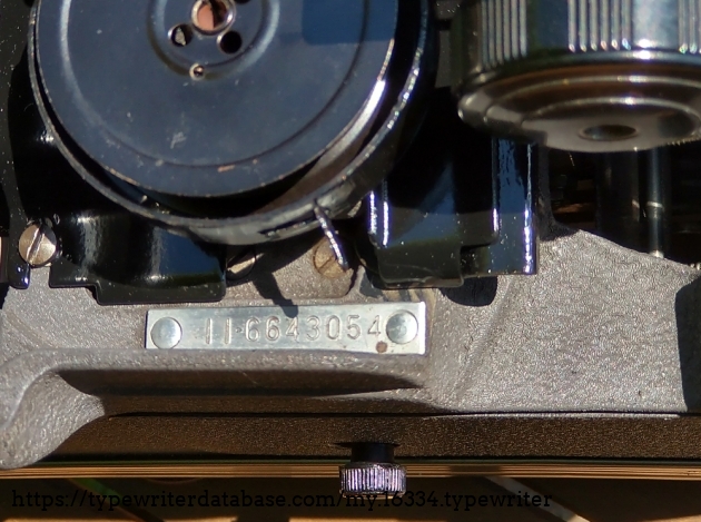Serial number (right side near ribbon spool)