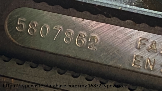 Serial number, which lives under the right hand side of the carriage.