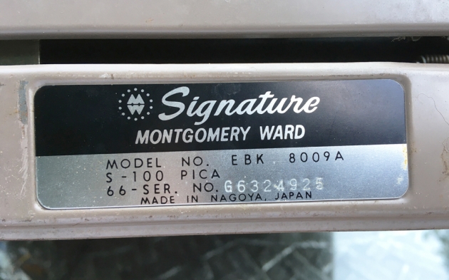 Montgomery Ward "Signature 100" serial number location...