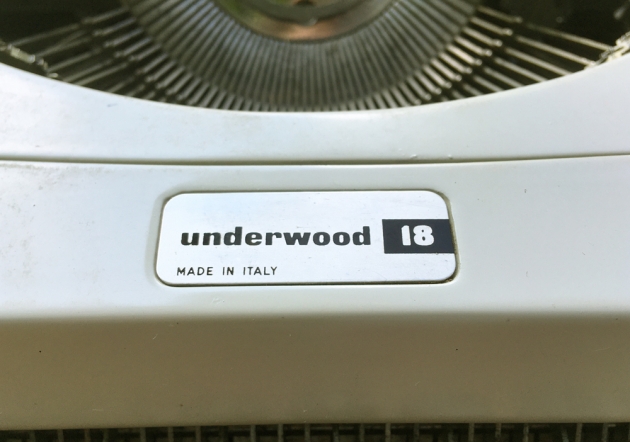 Underwood "18" from the maker logo on the front...