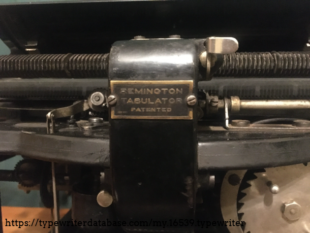 The plaque reads "REMINGTON TABULATOR PATENTED"