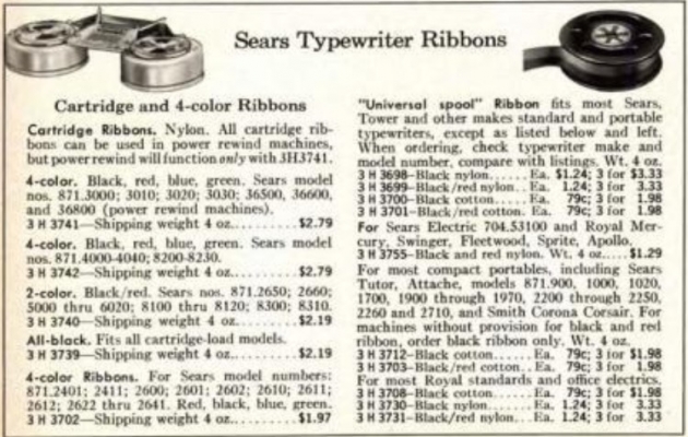 1969 Typewriter Ribbons