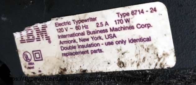 This is the Identifying label located on the bottom the typewriter.  This was prior to "de-foaming".