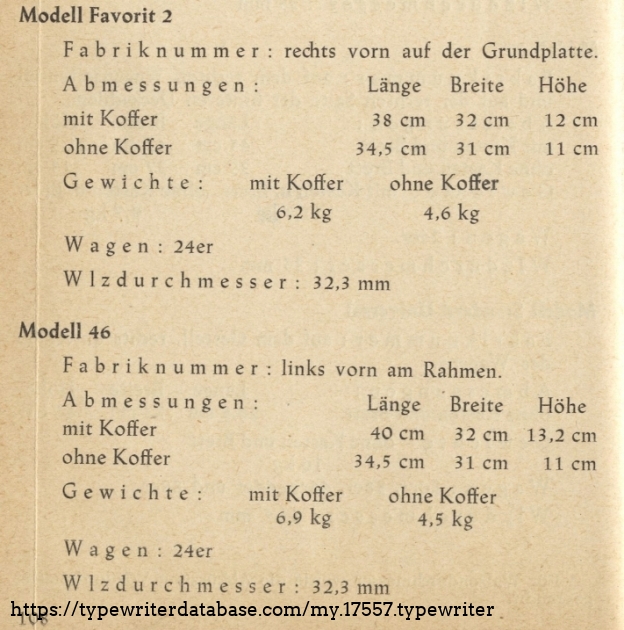 German info Otto Koponen dug up that lists the differences between an Adler fFvorit 2 and an Adler 46.