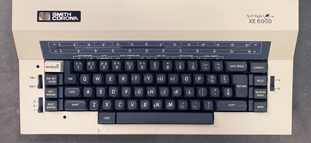 Smith Corona "XE6000" from the keyboard...