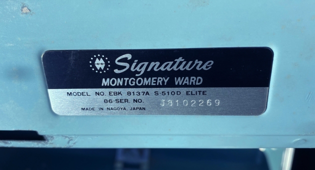 Montgomery Ward "Signature 510D" serial number location...