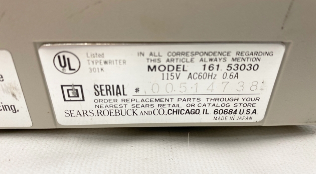 Sears "The Electronic Communicator 2" serial number location....