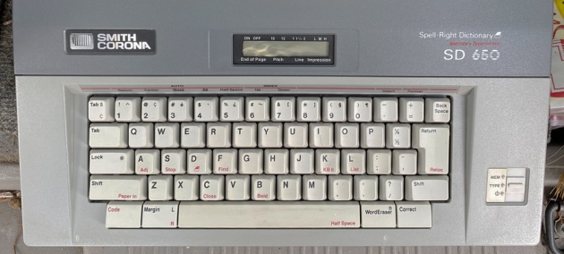 Smith Corona "SD 650" from the keyboard...