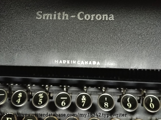 Made in Toronto, Canada by the Smith Corona Corporation of Canada Ltd.