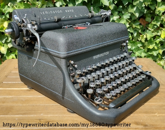 Front left view of the typewriter