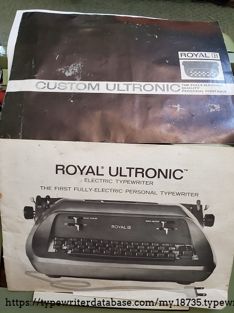 So this came with two manuals from Royal - the base model one and then a Custom Ultronic one for the extra features. I get a laugh out of the slogans - the base says "The First Fully Electric Personal Typewriter" (I call BS by the way), but the Custom manual says  "The First Fully Electric QUALITY Portable" - are you saying the base one isn't quality, Royal? Maybe that's why this model flopped.