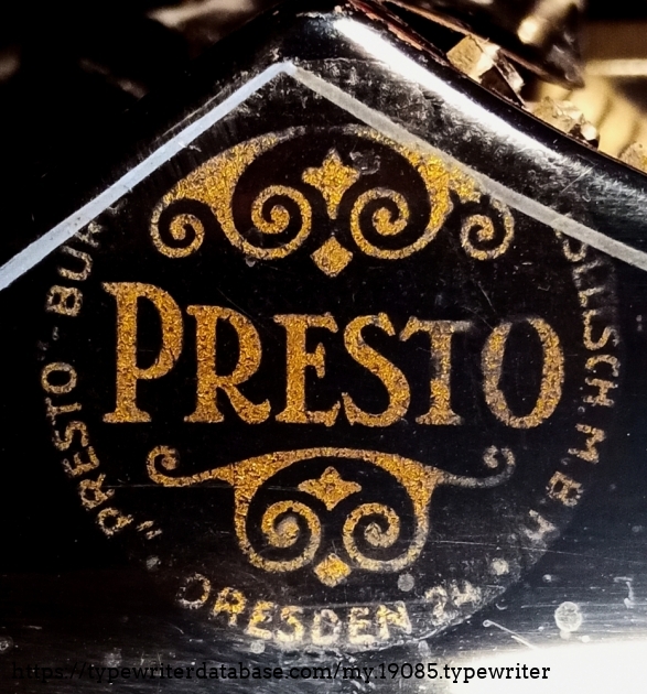 this is the Presto logo, on many Presto machines it has faded over time and unfortunately no longer recognizable.
