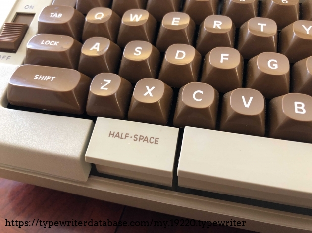 Detail of keys and half space bar.