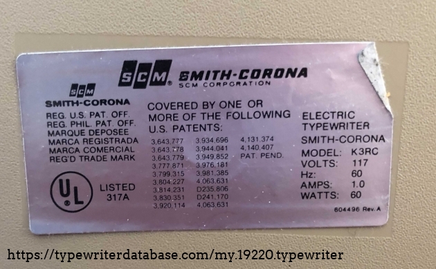 Patent label on the bottom of the unit.